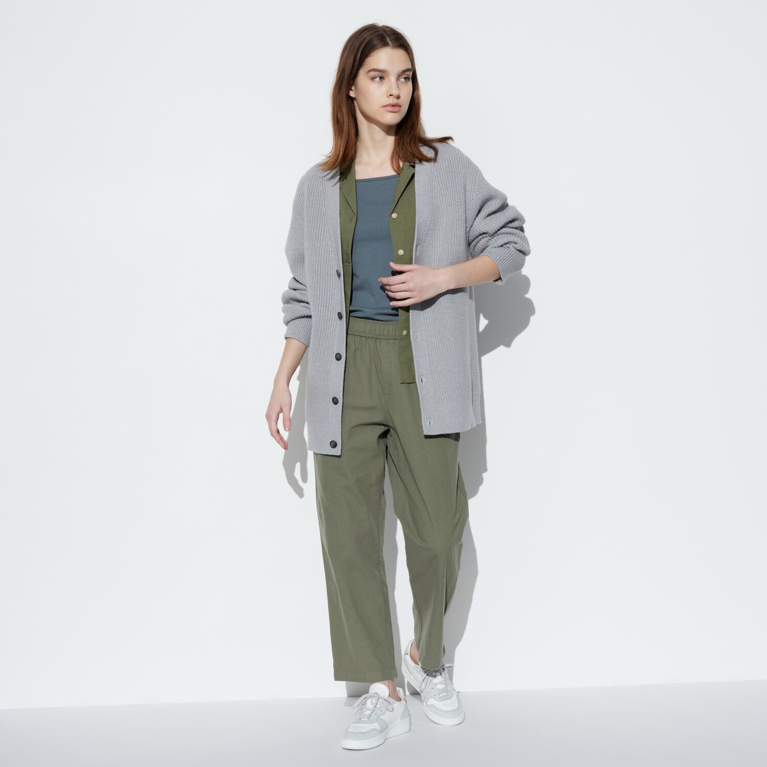 

Брюки UNIQLO по щиколотку, оливковый, Зеленый, Брюки UNIQLO по щиколотку, оливковый