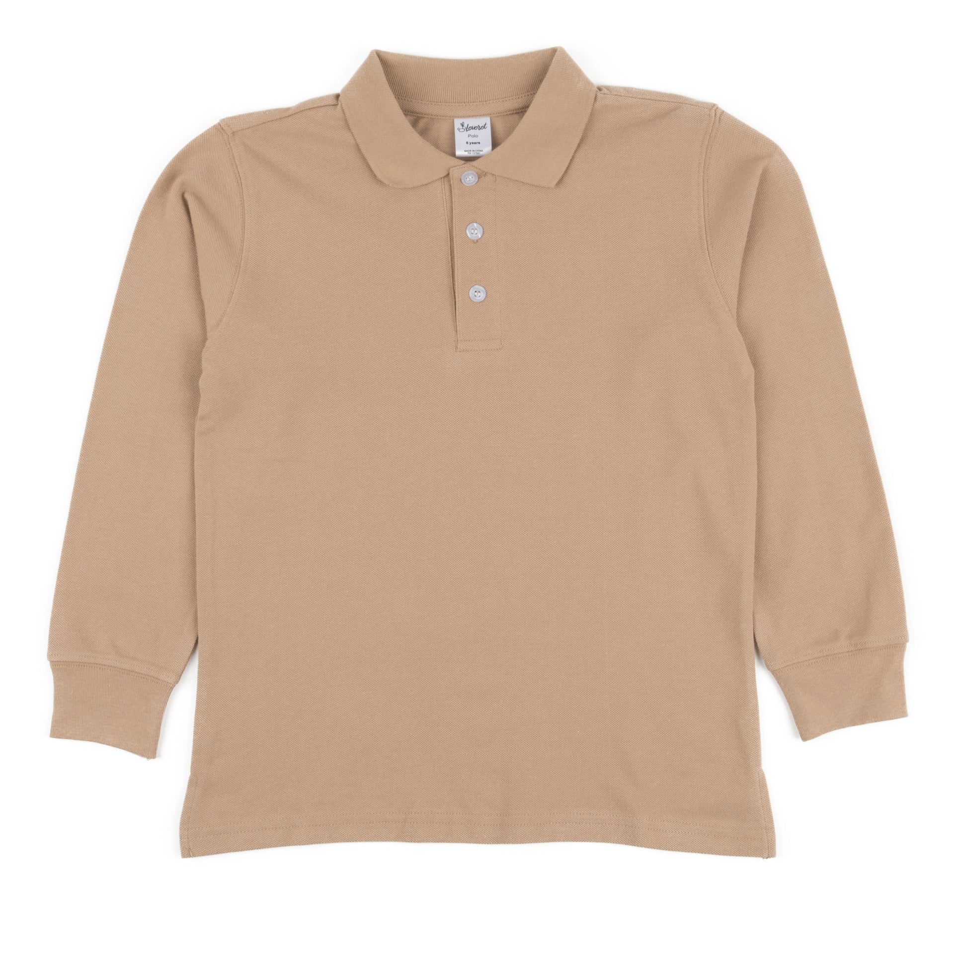 

Хлопковая поло с длинным рукавом нейтрального однотонного цвета Leveret, бежевый