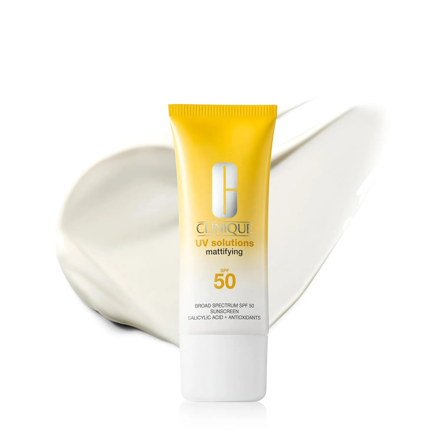 Солнцезащитный крем Clinique UV Solutions широкого спектра действия SPF 50 с антиоксидантами | Матирующая и увлажняющая формула | Не оставляет белых следов | Безопасен для чувствительной кожи, 37 мл, Off White