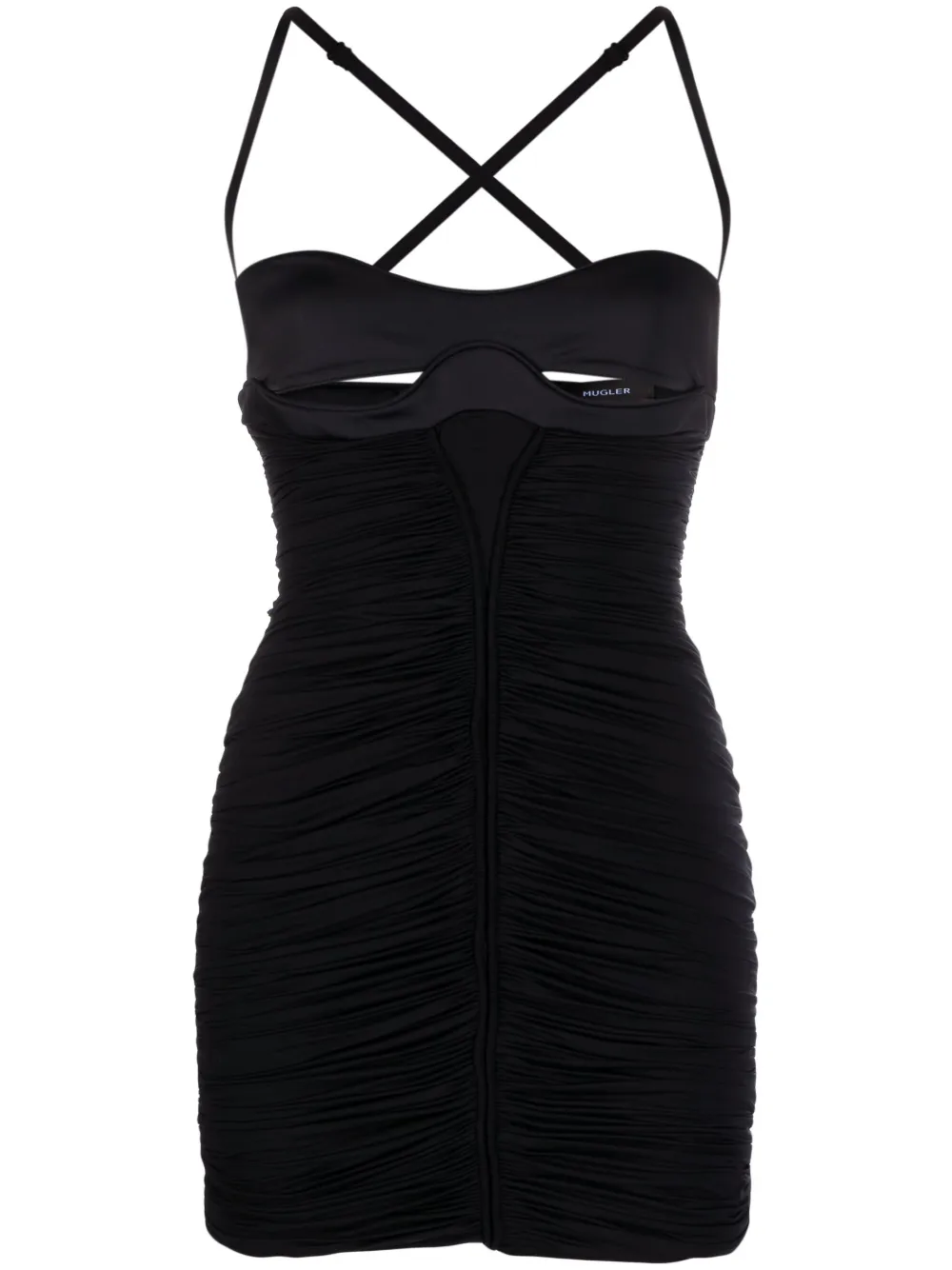 

Платье мини со сборками Mugler, черный
