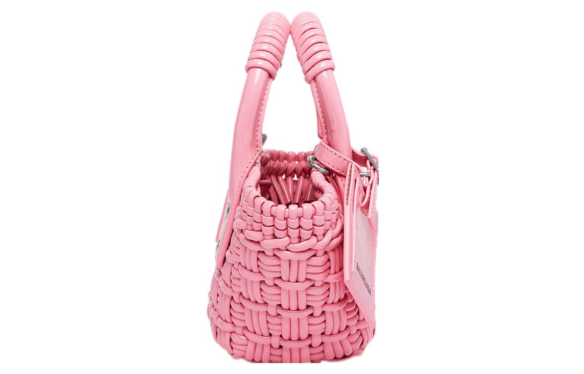 Balenciaga Сумка-корзинка из полиуретана, портативная сумка через плечо, женская сумка через плечо розовая — фото 3