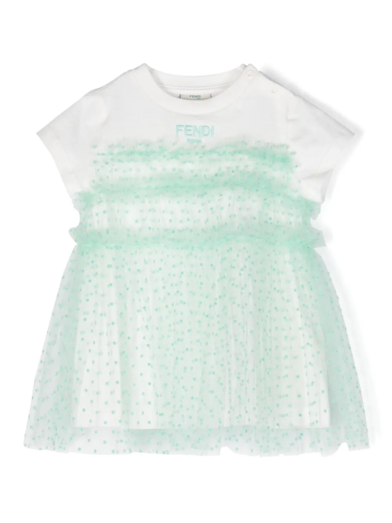 

Платье с тюлем и вышитым логотипом Fendi Kids, белый
