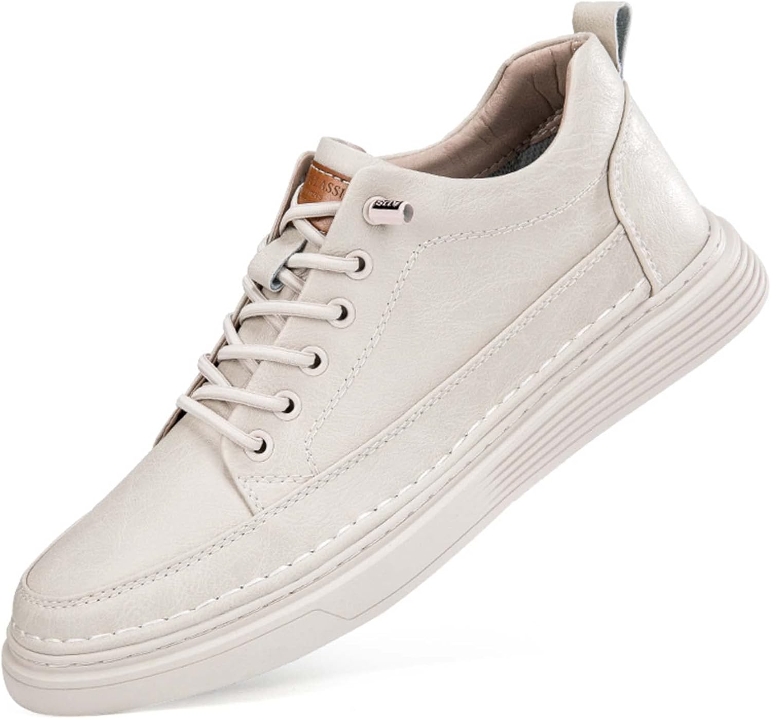 

Мужские лифтовые кроссовки CERYTHRINA - обувь, увеличивающая рост на 6 см, кожаные повседневные туфли с ортопедическими стельками для увеличения роста, бежевый