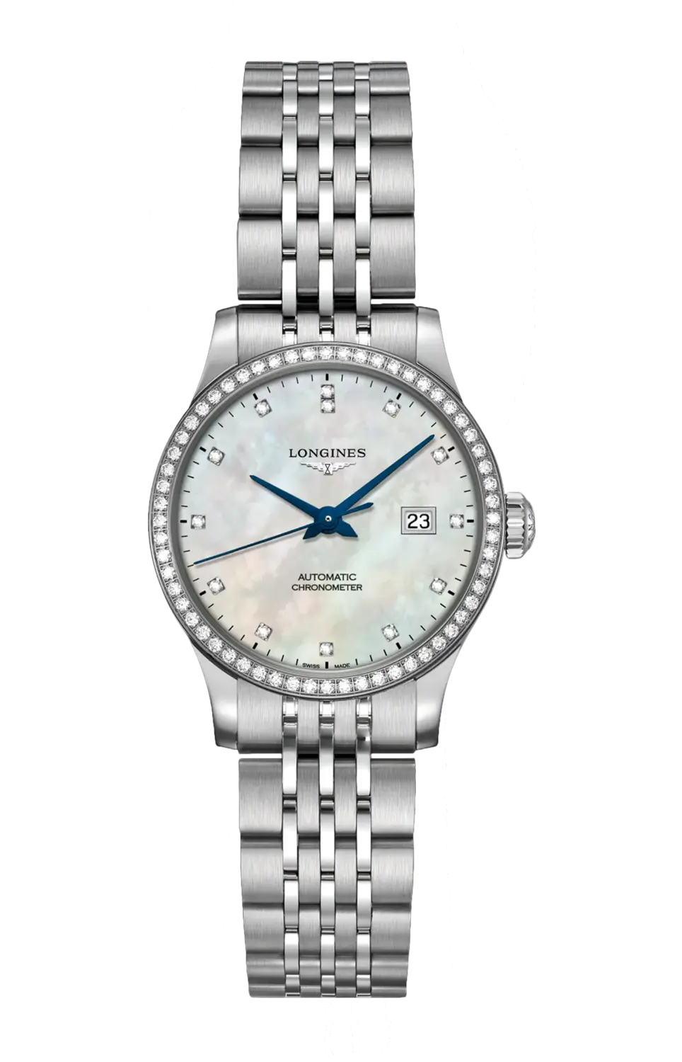 

Часы Longines Record collection с бриллиантами и перламутром 30 мм