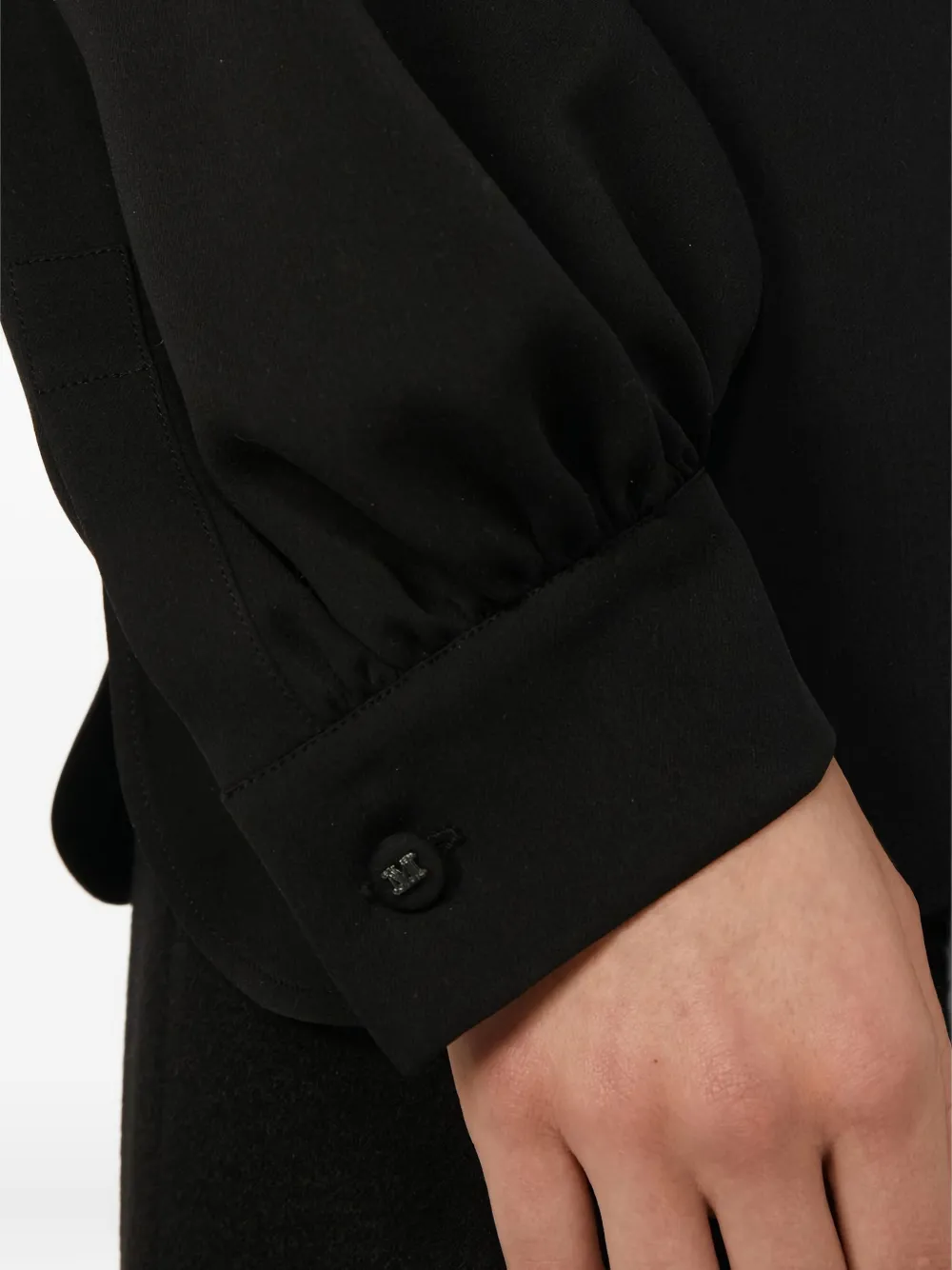 Блузка с объемными рукавами и завязками Max Mara, черный — фото 3