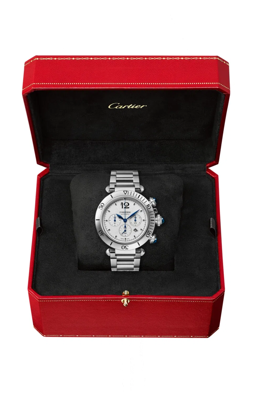 Pasha de CARTIER 41 мм, хронограф, автоматический механизм, сменный металлический браслет и кожаный ремешок - WSPA0018, серебряный — фото 3