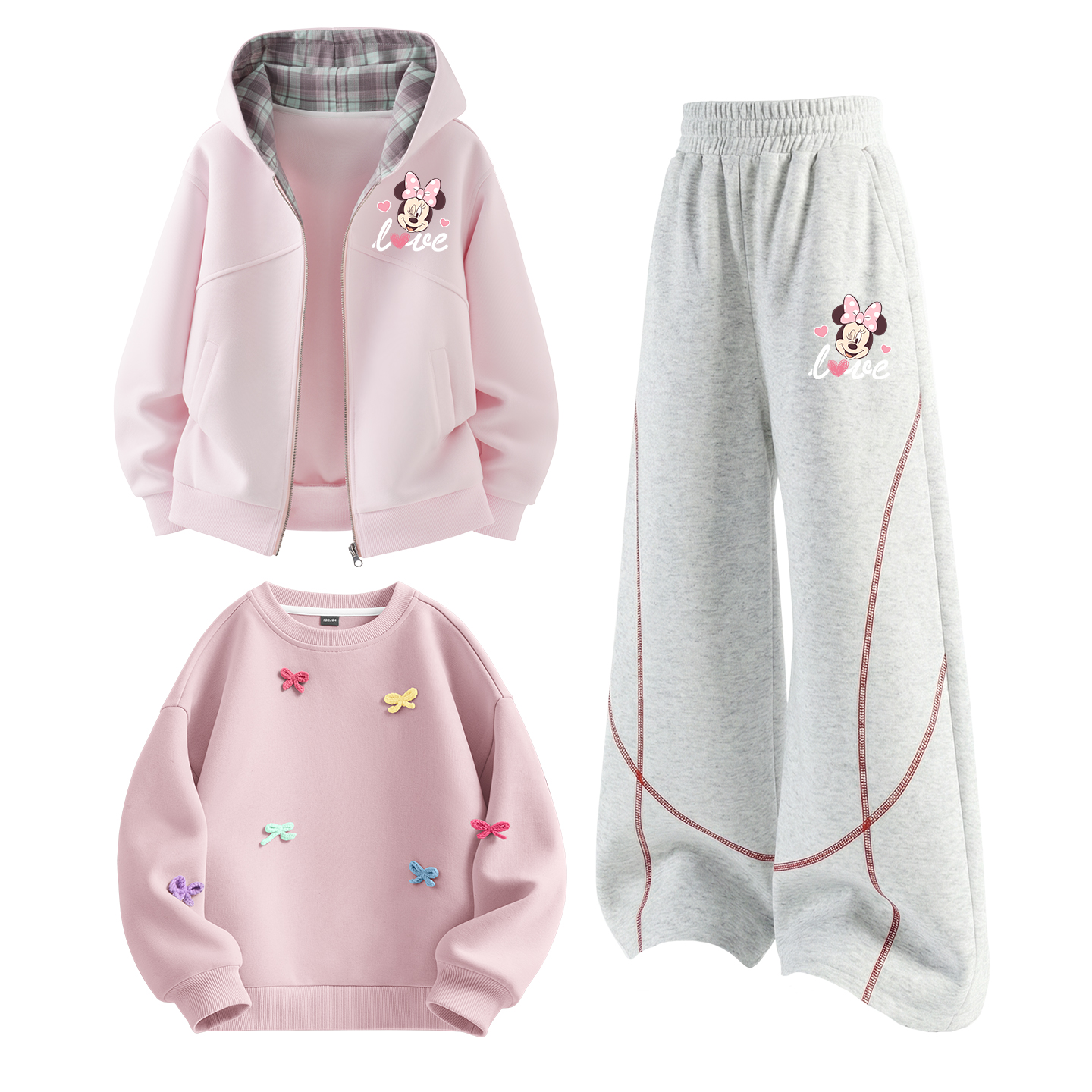 

Детский спортивный комплект Casual из 3 предметов Disney, dazzle heart k cherry blossom розовый+dazzle heart k белый heather серый+solid color lotus розовый