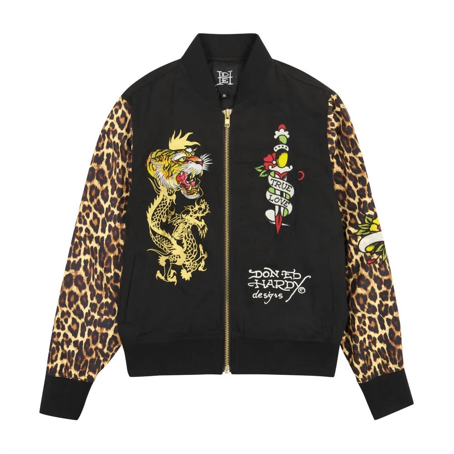 

Женская куртка Tiger Dagger Souvenir в черном леопардовом цвете Ed Hardy