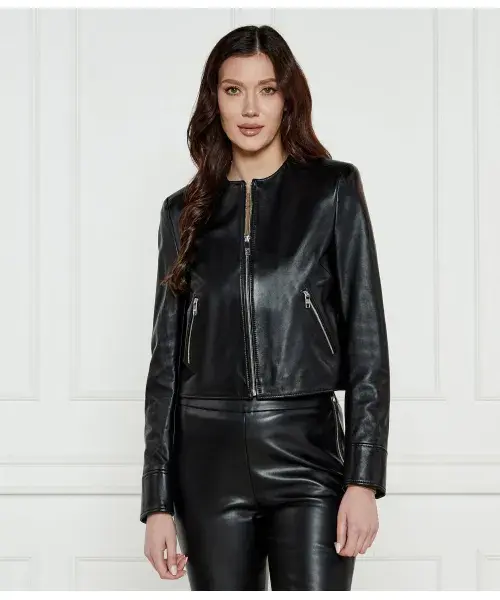 

Кожаная куртка Саденит Regular fit Boss, черный