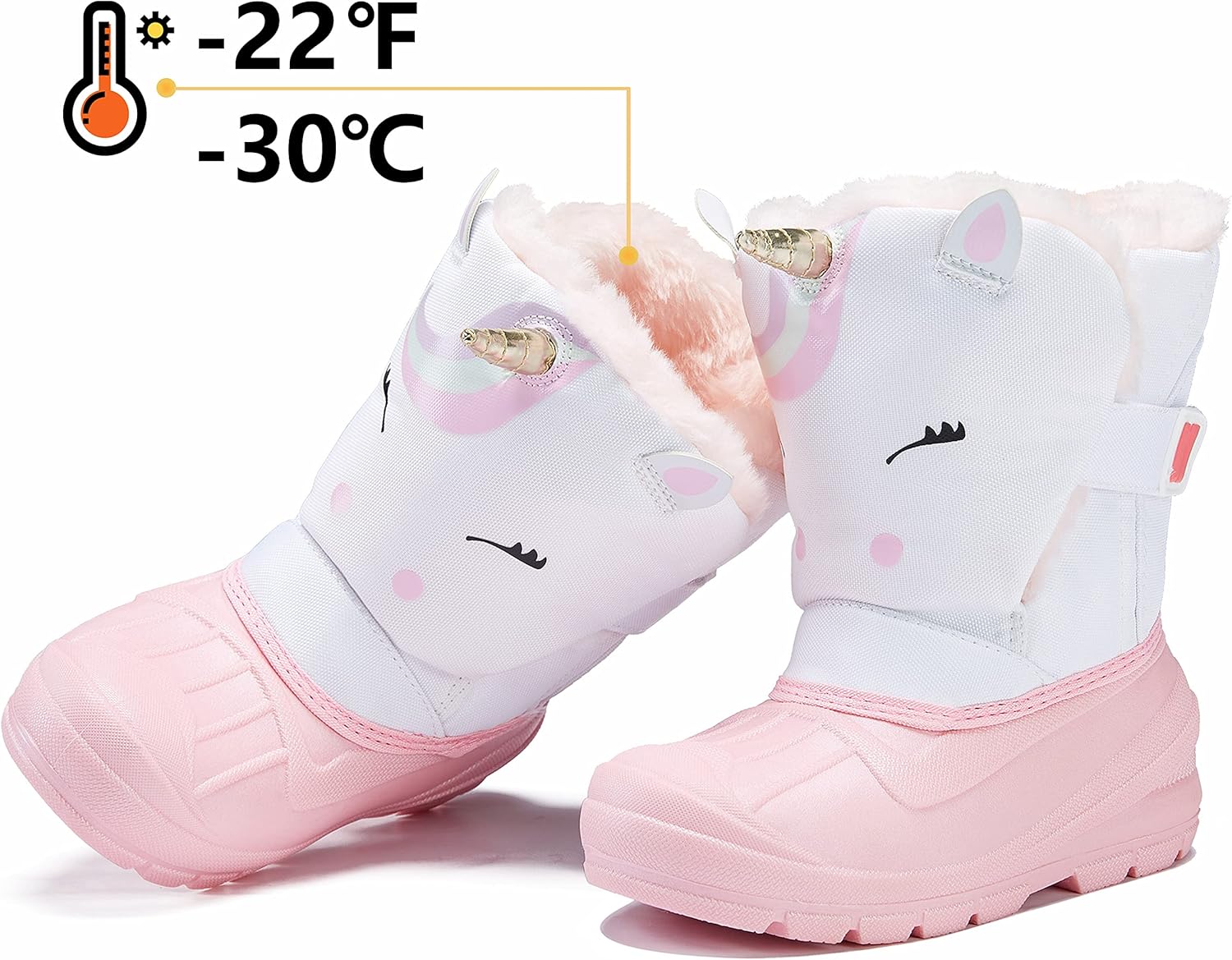 Детские зимние ботинки MORENDL с утеплителем, водонепроницаемые, с меховой подкладкой, теплые, противоскользящие, для мальчиков и девочек, для прогулок на улице (малыши/маленькие дети), Unicorn — фото 3