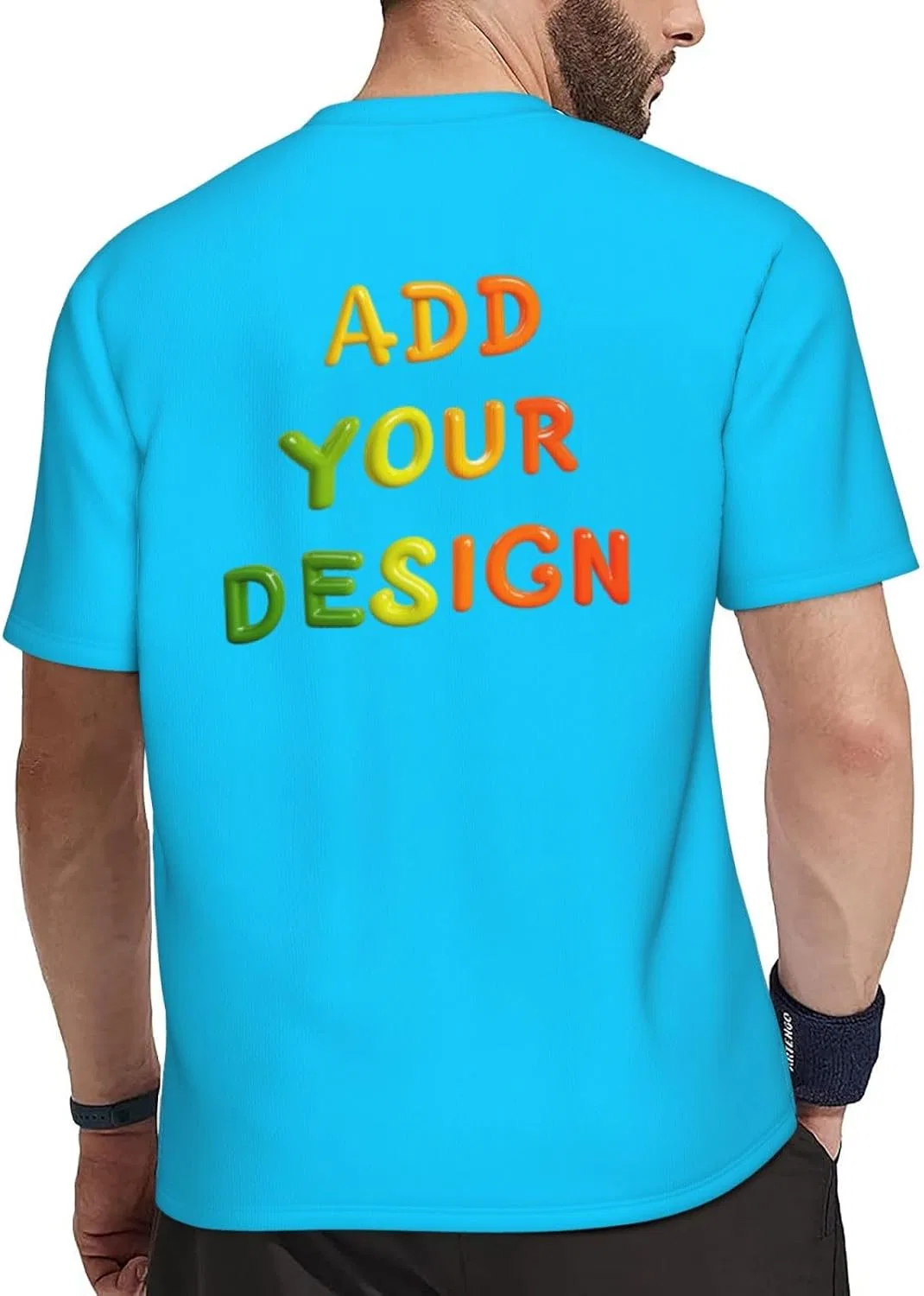 Футболка мужская с принтом, Custom T Shirts, Bright Sky Blue — фото 4