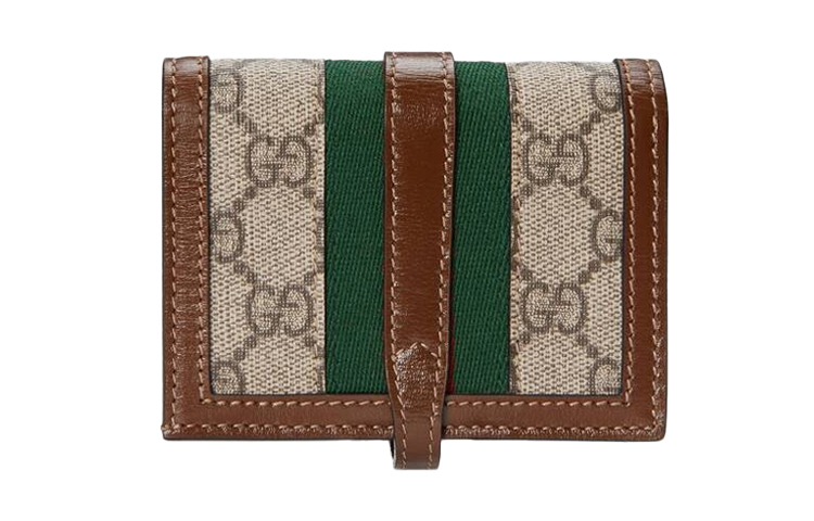 GUCCI Кошелек-клатч Jackie 1961 Canvas With Leather, кардхолдер маленький женский зеленый коричневый мультиколор — фото 3