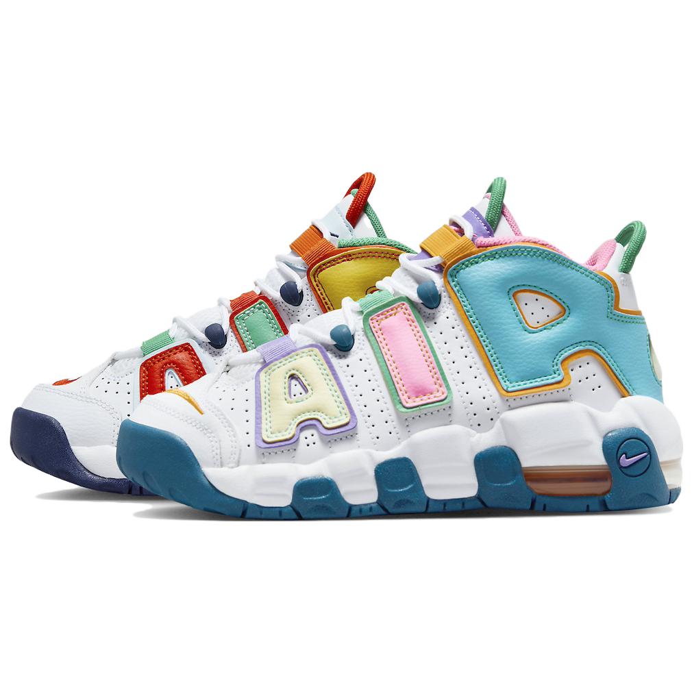 Air More Uptempo What The Uptempo GS Nike, белый синий розовый — фото 4