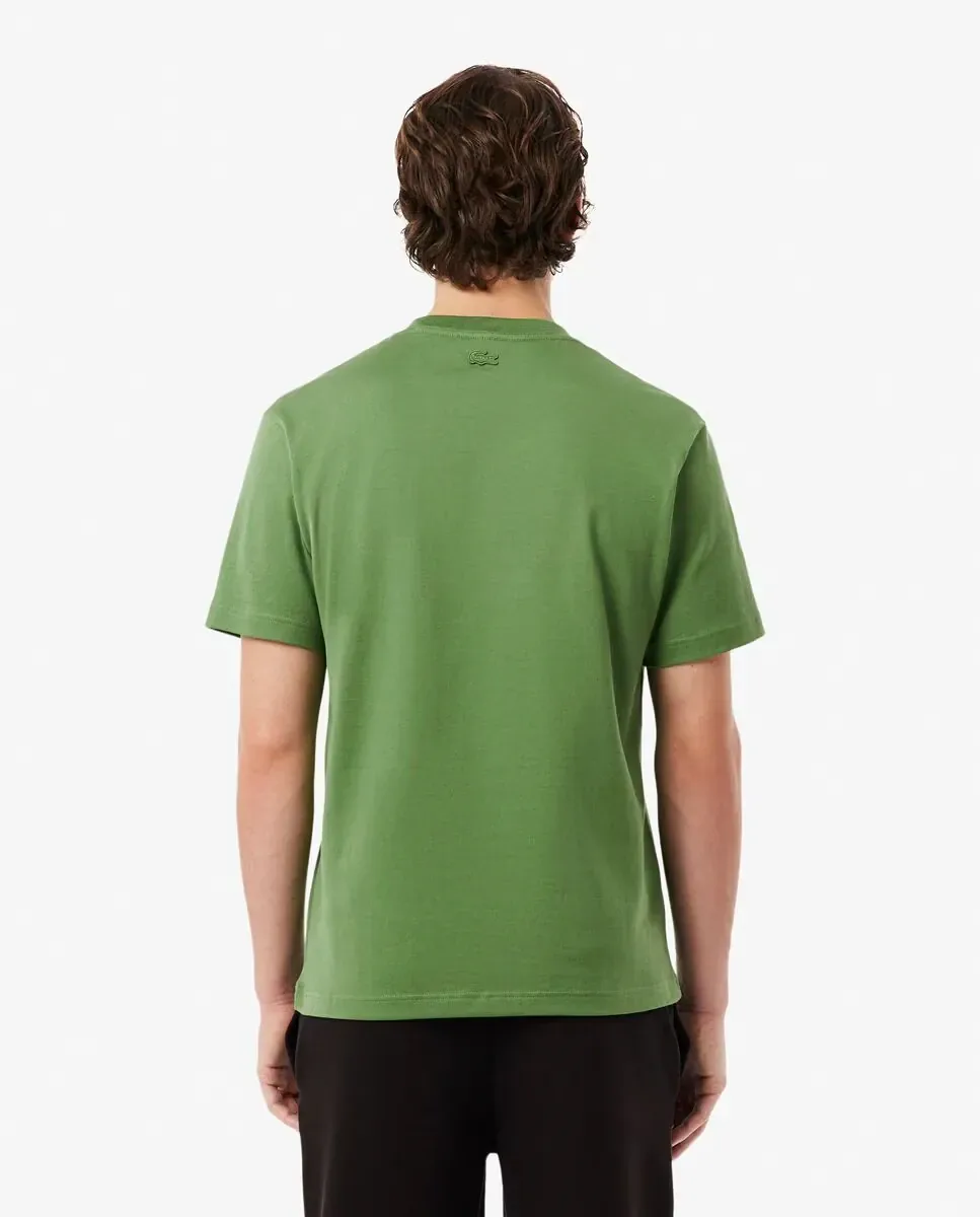 Мужская толстовка с короткими рукавами с вышивкой Lacoste, зеленый — фото 2