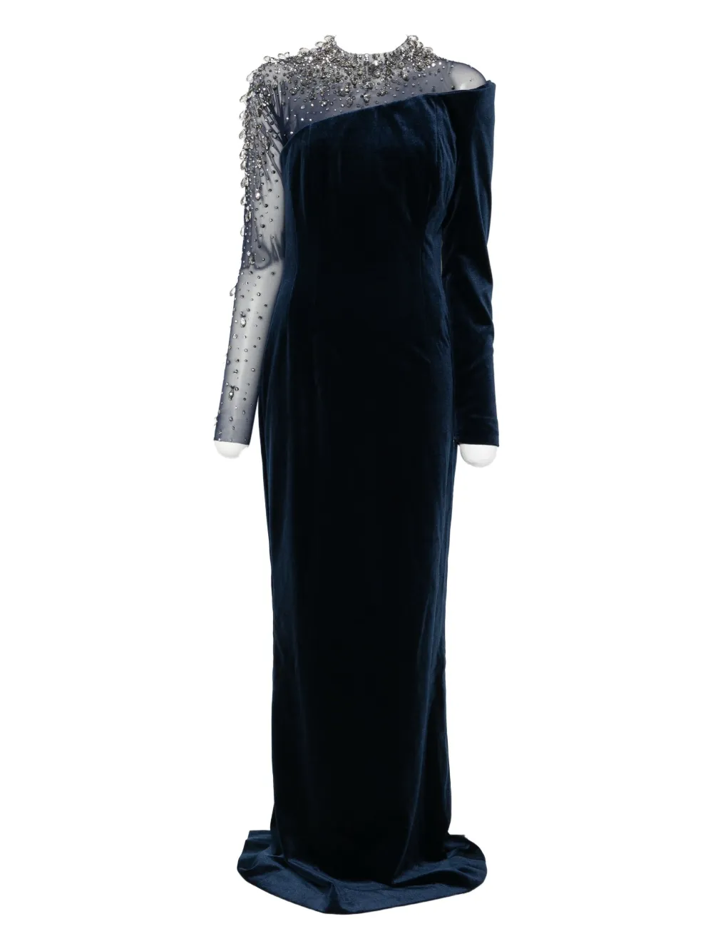 

Платье асимметричного кроя с кристаллами Jean-Louis Sabaji, синий