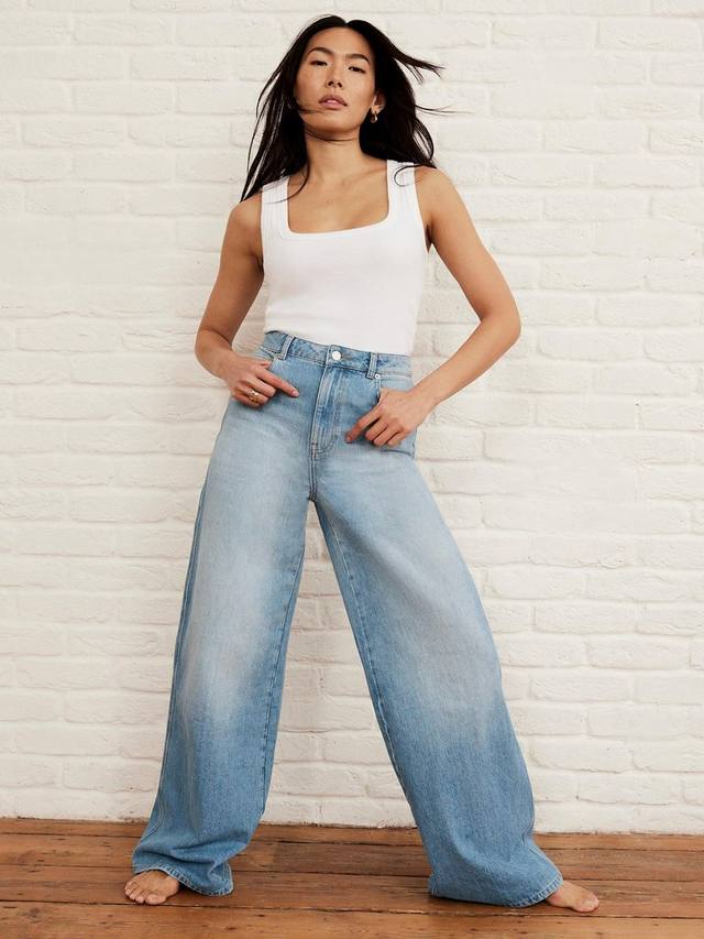 

Джинсы с высокой талией и расклешенными штанинами Mint Velvet, Blue/Multi