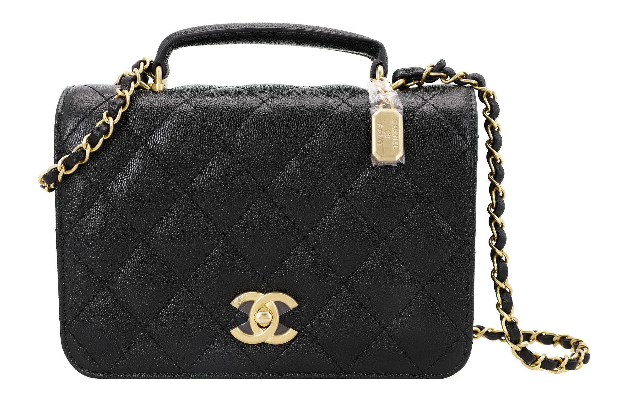 

CHANEL Сумка на плечо из коровьей кожи Litchi Grain, черная, женская