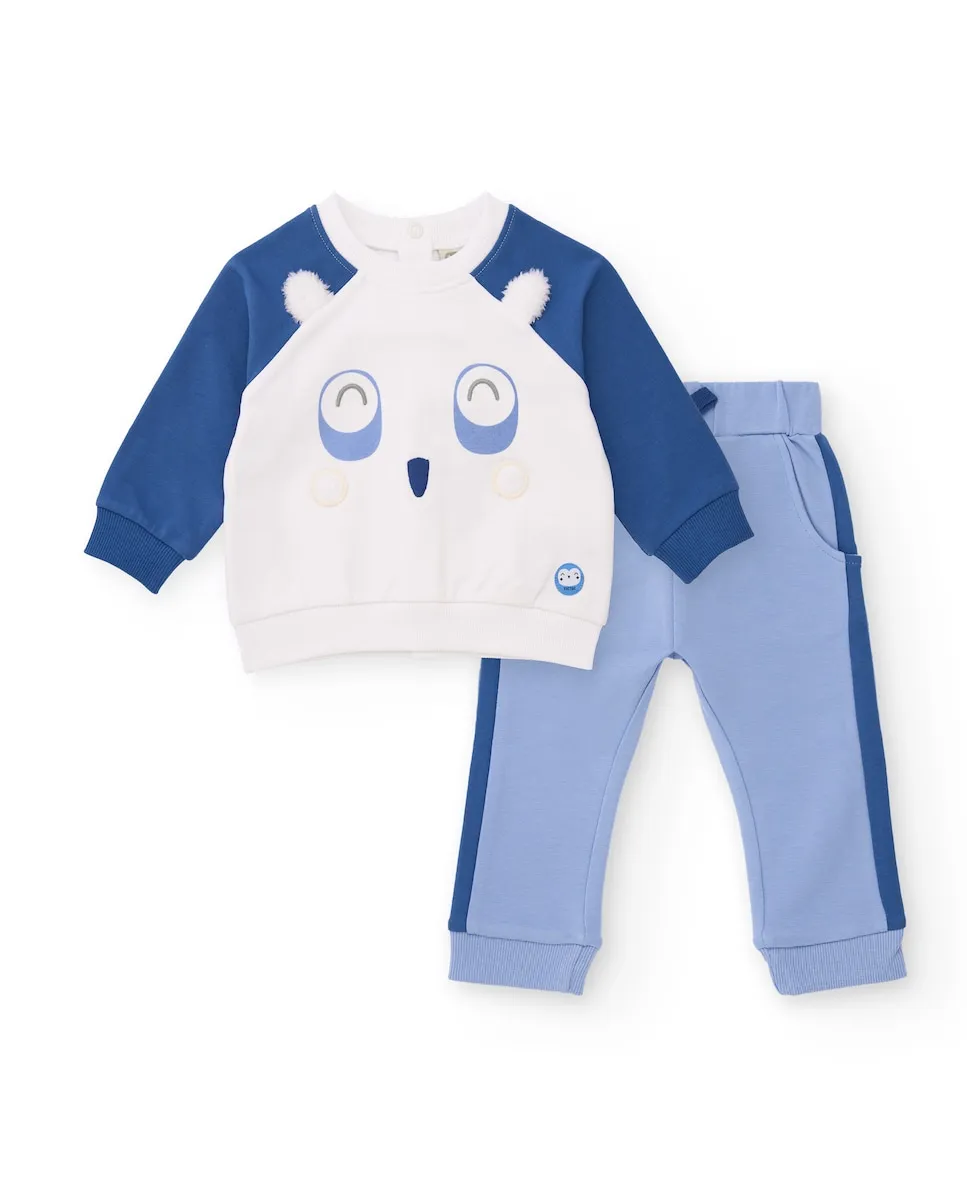 

Комплект для малыша толстовка и штаны голубых оттенков с рисунком лица Tuc tuc