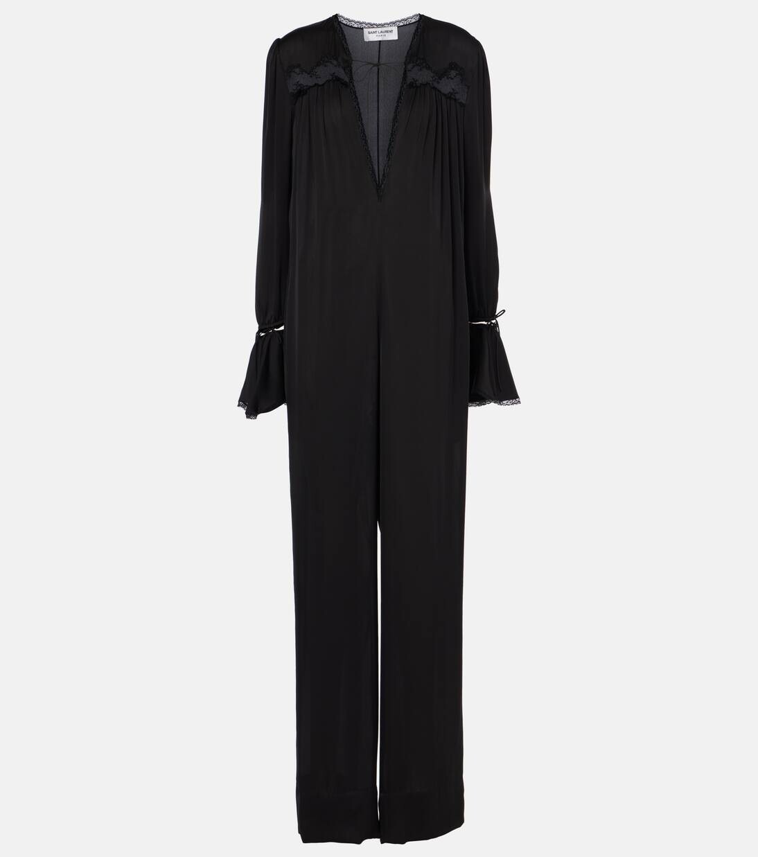 

Шелковый комбинезон Saint Laurent, черный