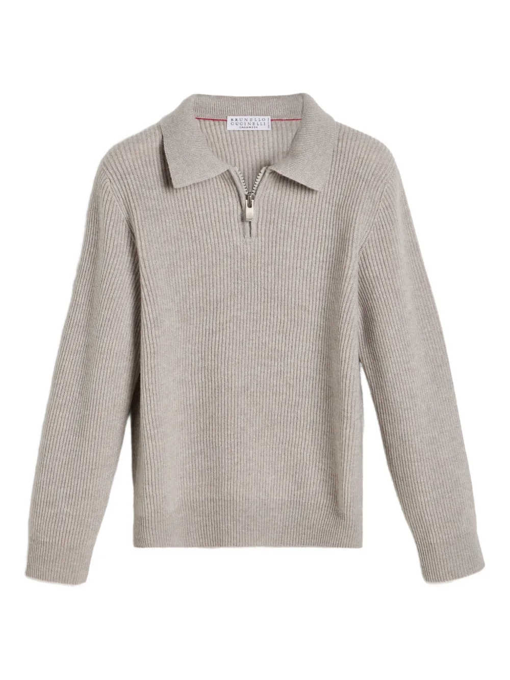 

Вязаный поло-топ на молнии Brunello Cucinelli Kids, серый