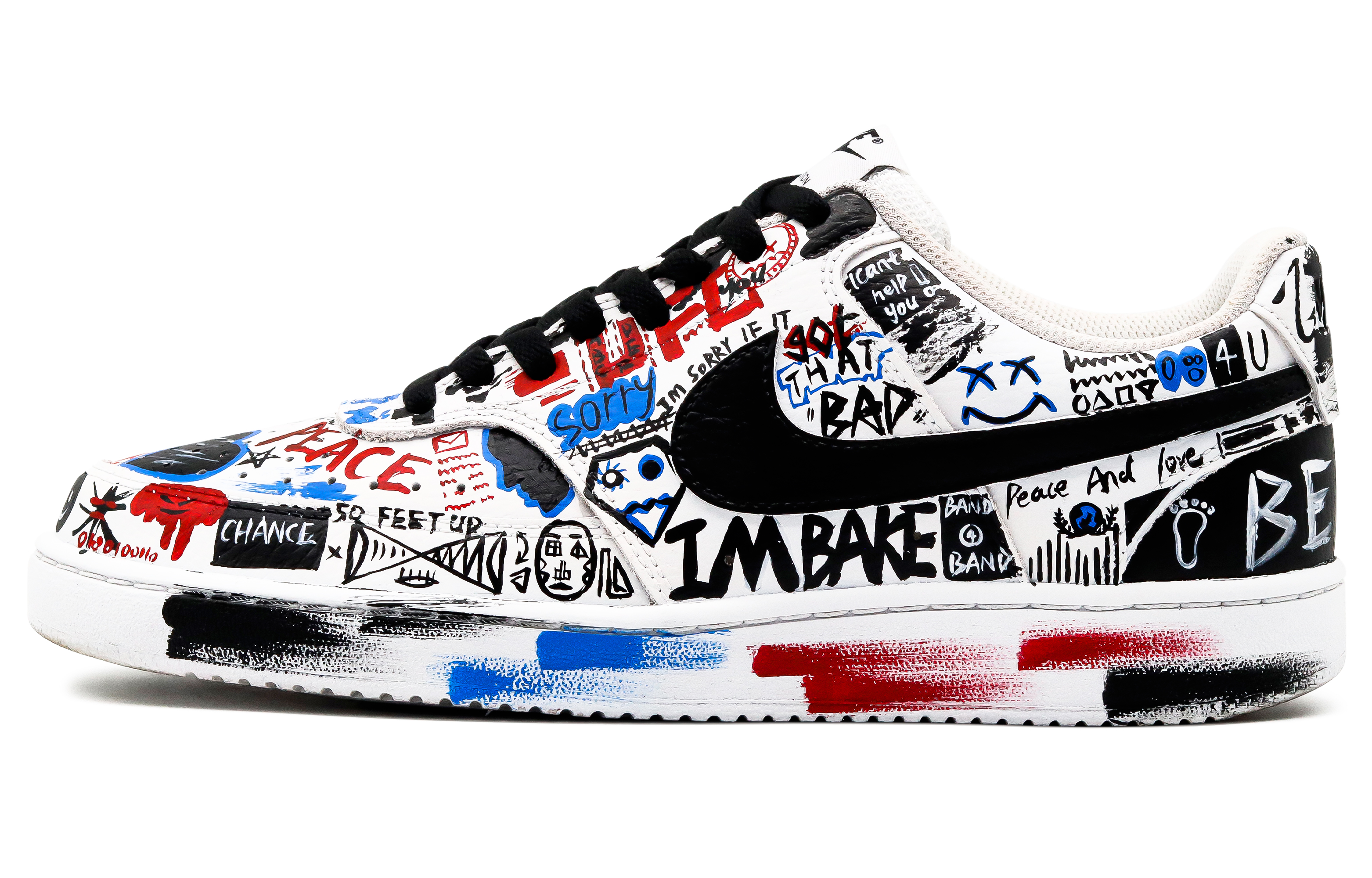 

Nike Кроссовки Court Vision 1 с низким верхом, противоскользящие, износостойкие, мужские, черные, белые, синие