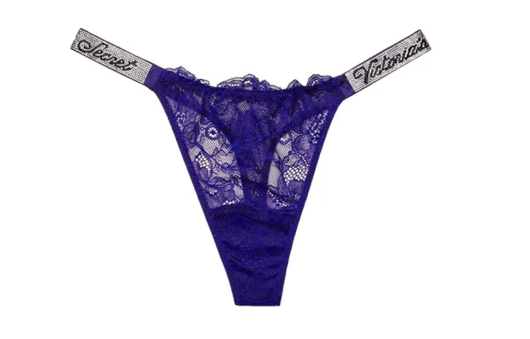 Victoria's Secret Женские стринги 1 шт, цвет темно-синий фиолетовый