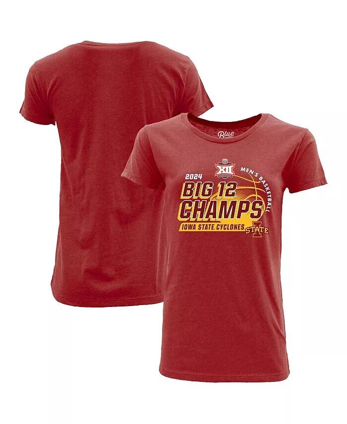 

Женская футболка Cardinal Iowa State Cyclones 2024 Big 12, мужская баскетбольная конференция, турнир чемпионов, футболка в раздевалке Blue 84, красный