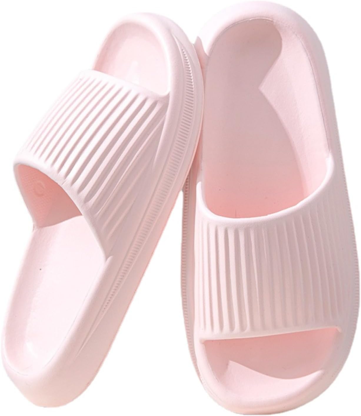 

Домашние тапочки для женщин Мужчины Летние тапочки Надевание на улице Пляжные сандалии Тапочки для ванной комнаты Толстая подошва с нескользящей подошвой Дышащая домашняя обувь Тапочки для душа с открытым носком Iwhgrmp, розовый