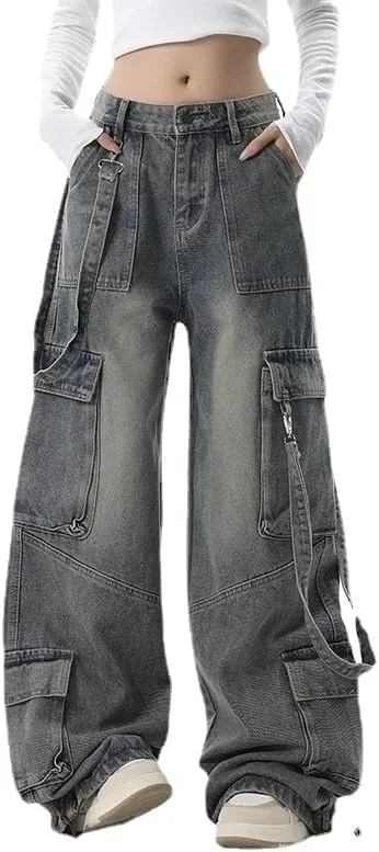 

Винтажные карго-штаны женские Y2K с множеством карманов Pbkabiug