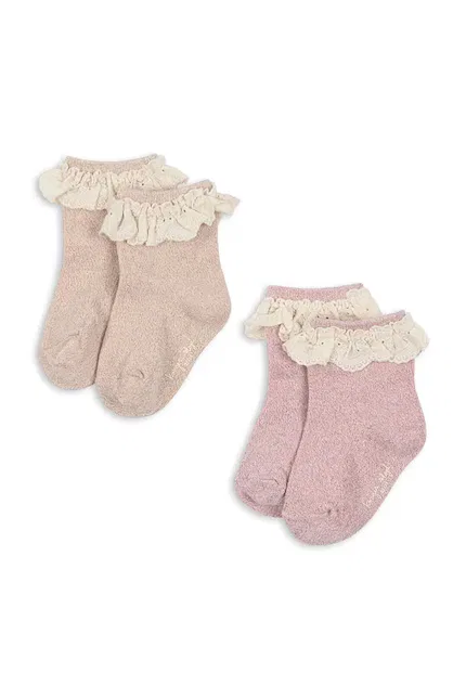 Носки детские с рюшами Glitter Frill Socks 2 шт Konges Sløjd, розовый