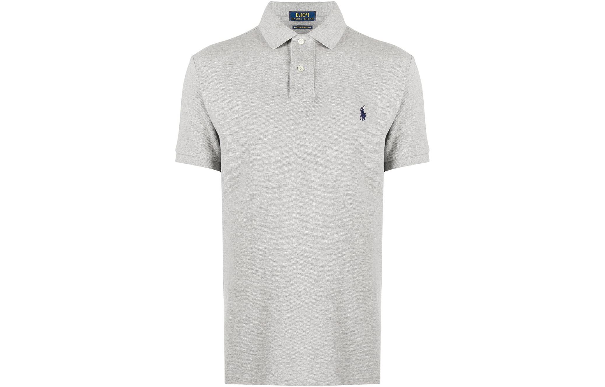 

Поло с вышивкой пони и короткими рукавами Polo Ralph Lauren, серый