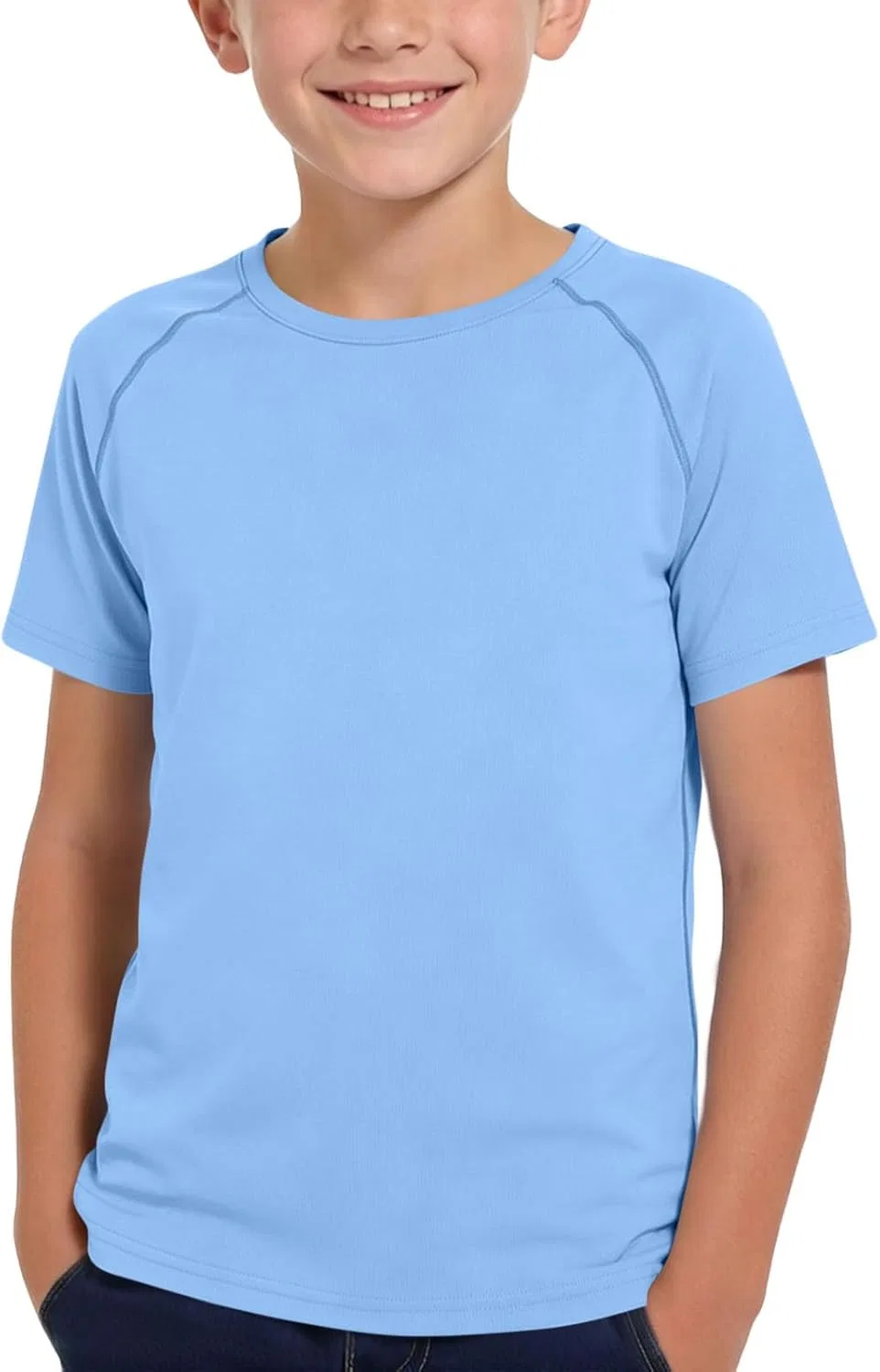 Футболка детская с коротким рукавом, быстросохнущая, однотонная, Zzalalana, Light Blue