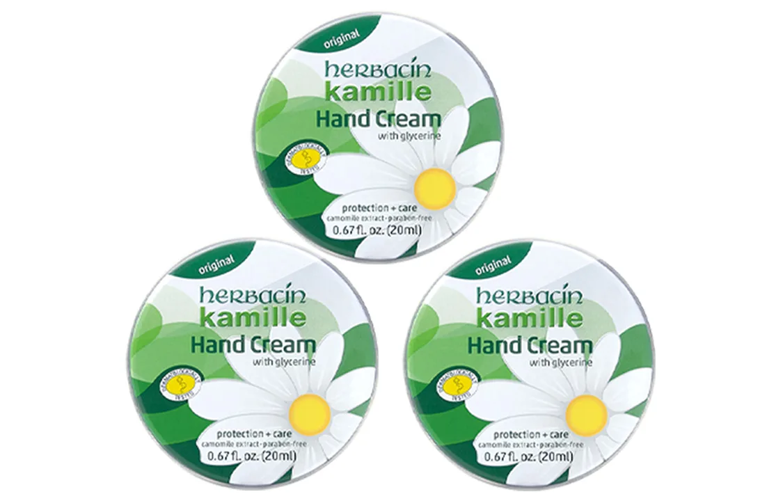 Крем для рук Little Chamomile Classic Potpourri увлажняющий Herbacin, Two-Piece Set: Chamomile Hand Cream Classic Version 20ml+Chamomile Hand Cream Intensive Moisturizing Version 20ml — фото 2