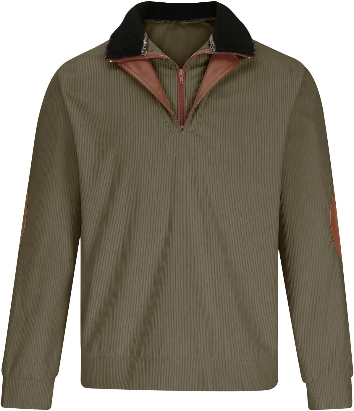 Мужской вязаный свитер Quarter Zip Mock Neck, легкий, с длинными рукавами, в военном стиле — фото 3