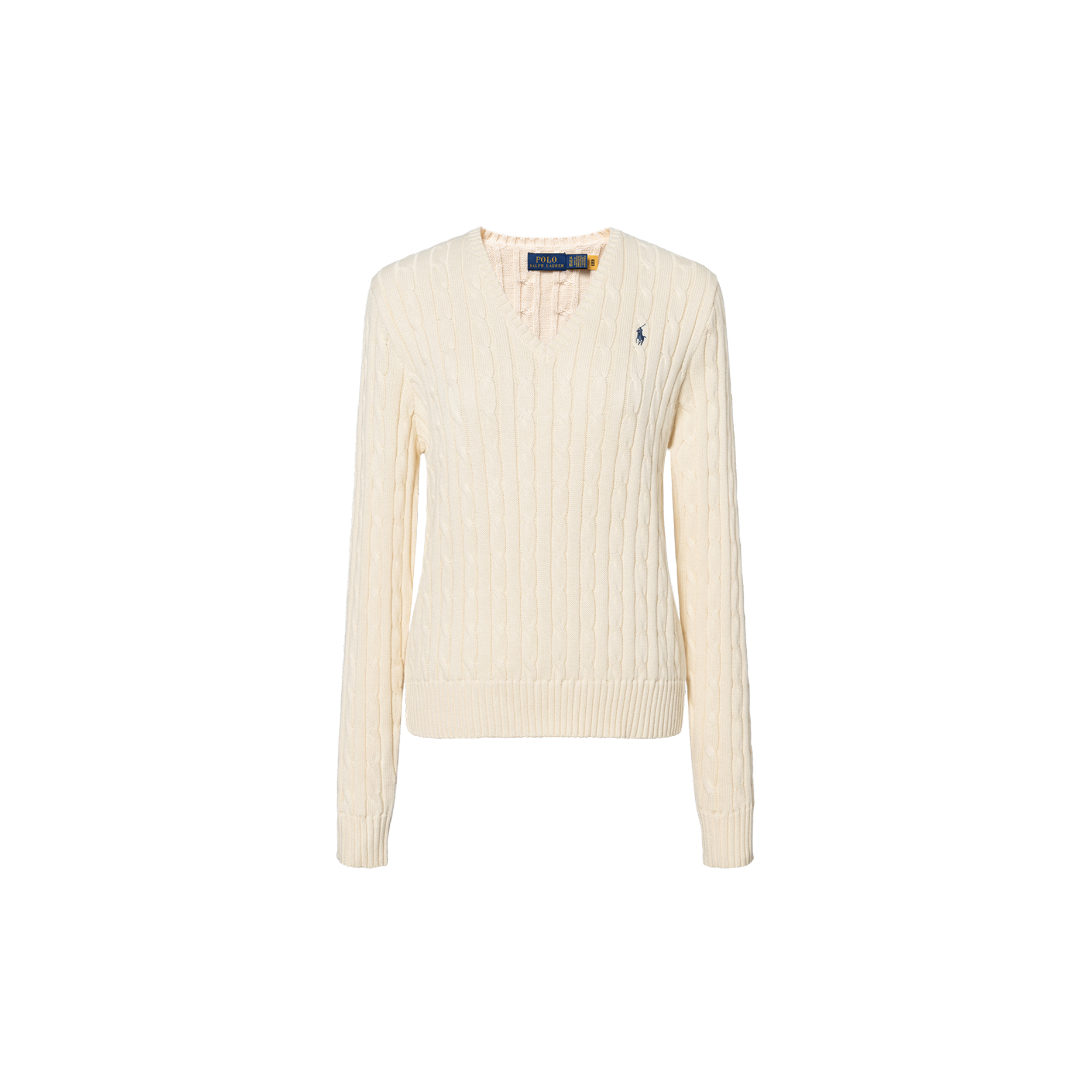 

Вязаный джемпер Kimberly Cable с V-образным вырезом Polo Ralph Lauren, Ecru