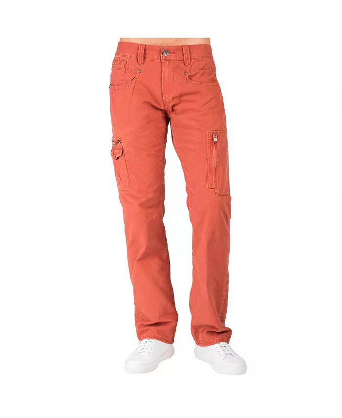 

Мужские джинсы Relaxed Straight с эффектом сильной потертости, премиальный канвас, карман на молнии Level 7, красный