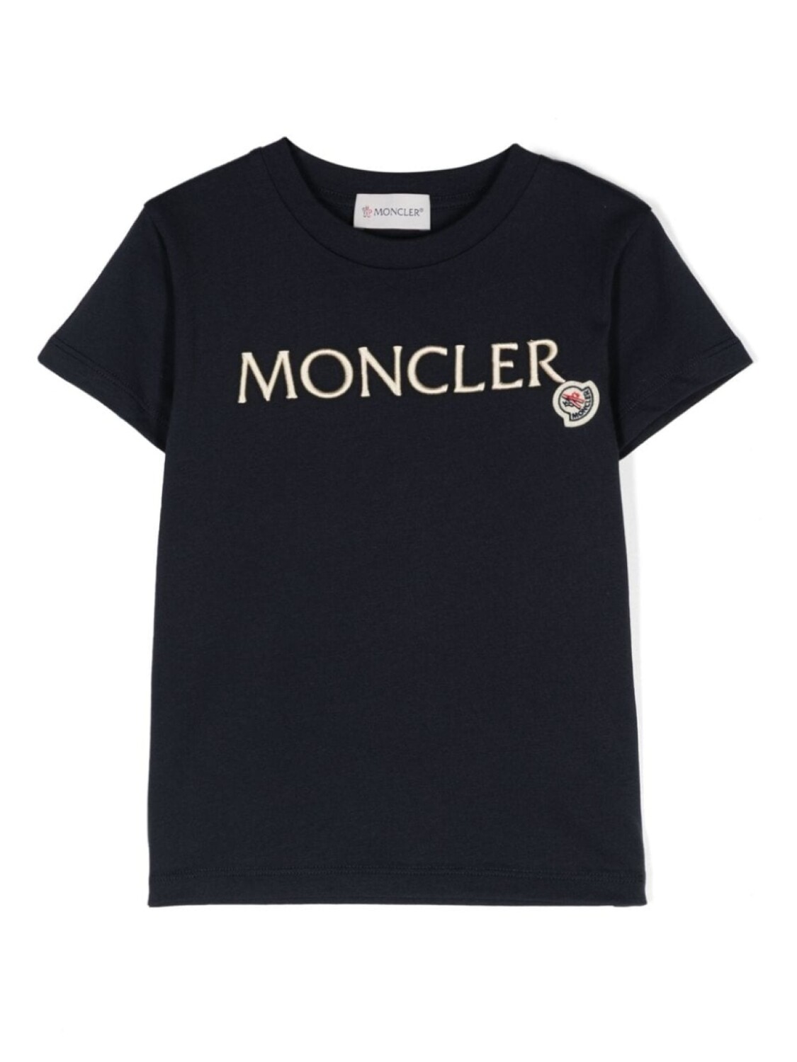 

Moncler Enfant футболка с вышитым логотипом, синий