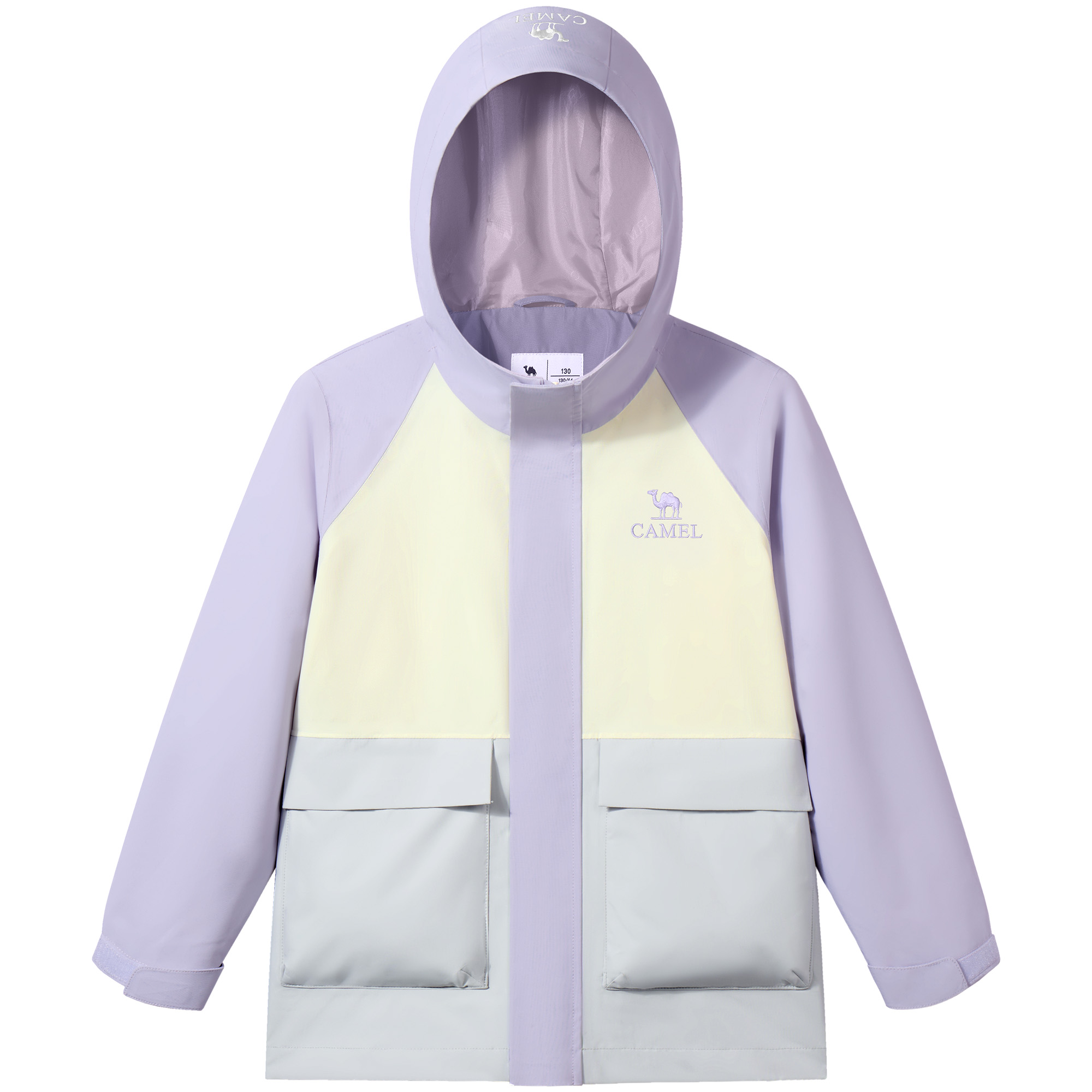 

Детская ветровка с капюшоном утепленная CAMEL, misty mountain фиолетовый/светло-оранжевый белый/glacier серый
