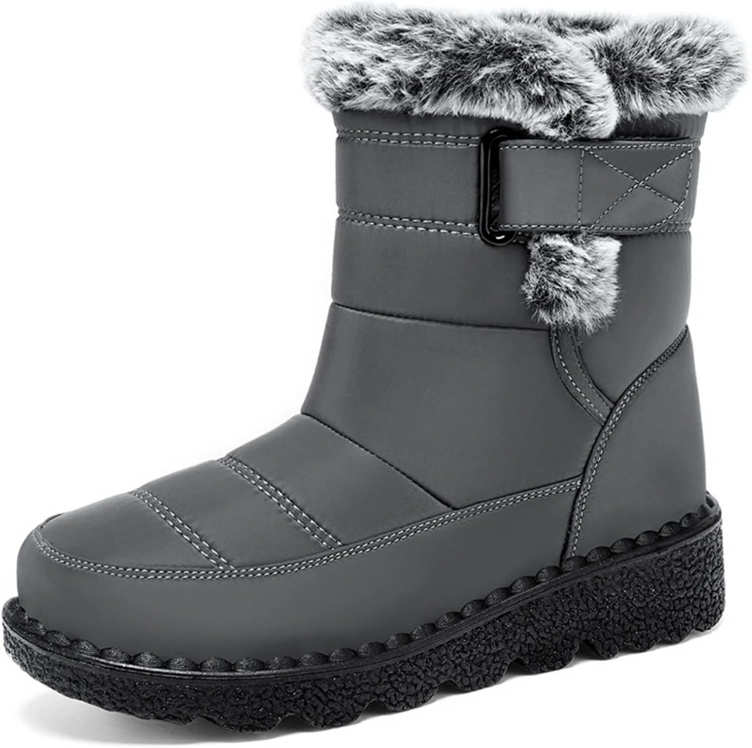 

Женские зимние снегоступы с теплой меховой подкладкой, средние по голенище, удобные, нескользящие, для прогулок на улице, водонепроницаемые, с легким надеванием, комфортная термообувь, легкие ботинки Toumov, серый