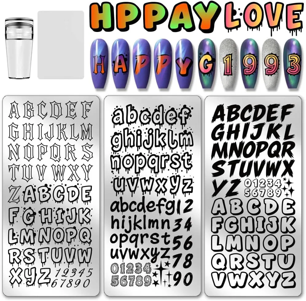 Набор трафаретов для стемпинга ногтей «Graffiti Letter» от PH PandaHall, 3 шт. Ph Pandahall