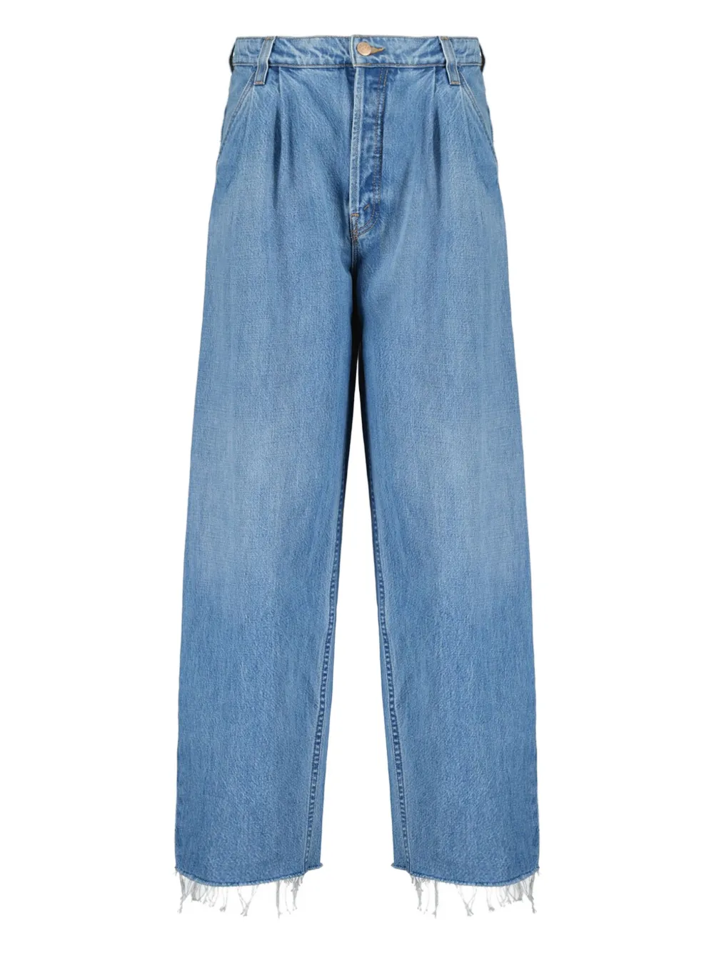 

Джинсы с бахромой и складками Mother, синий