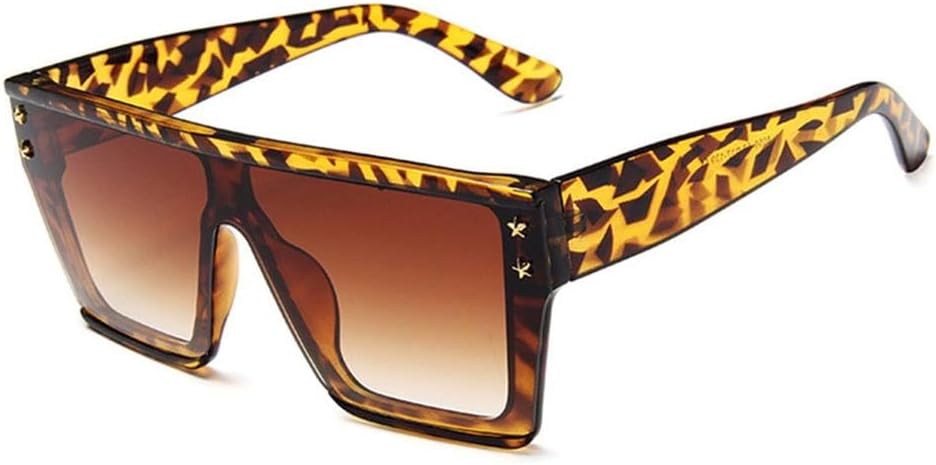 

Солнцезащитные очки в крупной оправе для мужчин и женщин, прямоугольные, с плоской верхней частью, винтажные, классические, с защитой от УФ-излучения UV400 KTUCN, Leopard Doubletea