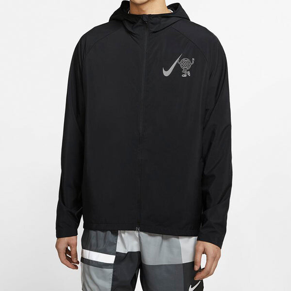 Куртка Nike Essential Wild Run Full-length zipper Cardigan hooded Running Jacket Black, черный — фото 3