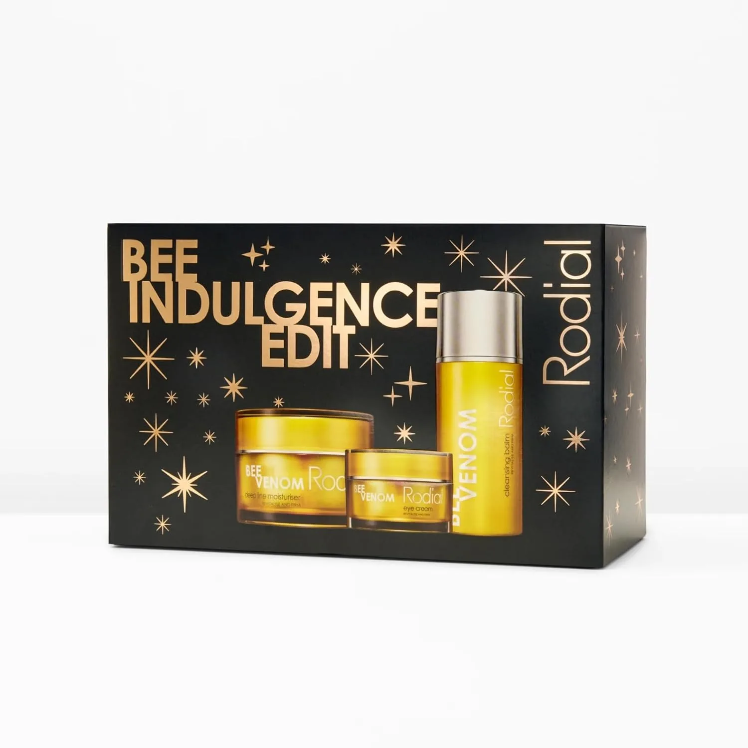 Rodial Bee Indulgence Edit - подарочный набор для ухода за кожей, Bee Venom Collection с очищающим бальзамом 100 мл, кремом для глаз 25 мл и увлажняющим кремом 50 мл - антивозрастной, подтягивающий и осветляющий люксовый трио — фото 3