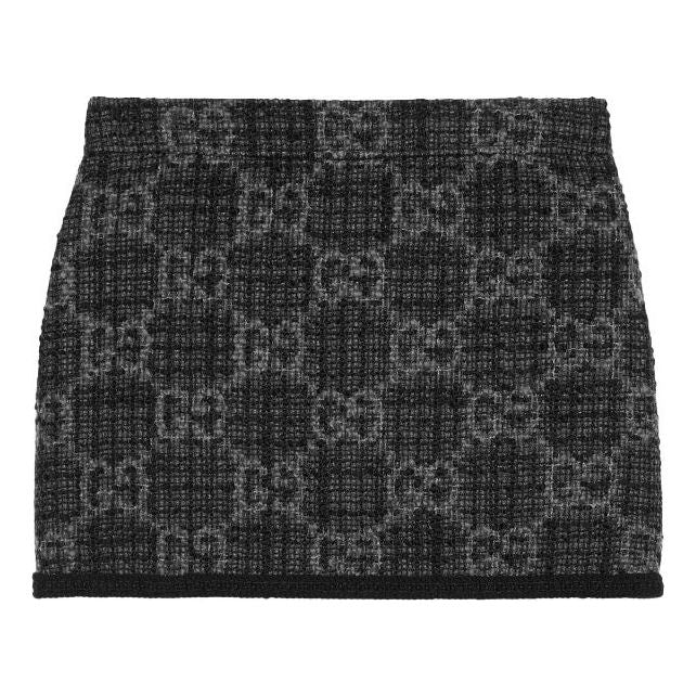 (WMNS) Твидовая юбка Gucci Tonal GG, темно-серый цвет