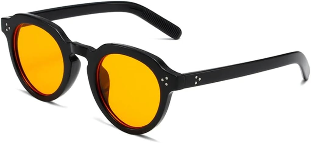 

Овальные солнцезащитные очки для женщин, модные, прозрачные, конфетных оттенков, защита от УФ-излучения UV400, ретро, ​​с заклепками, для мужчин, панк, трендовые UATXTAU, Black Orange