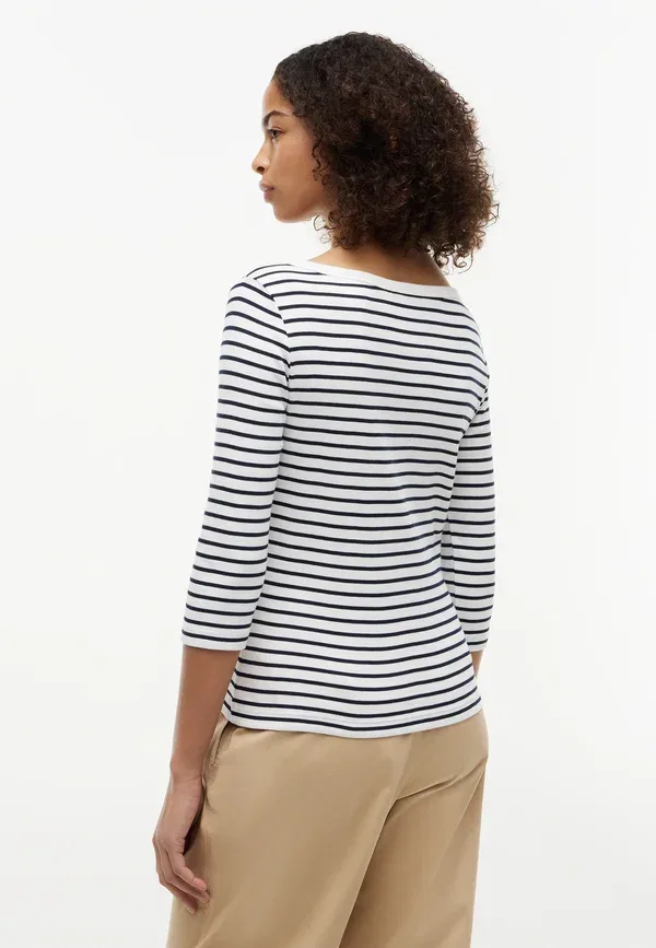 Топ с длинным рукавом и лодочкой Tommy Hilfiger, цвет экрю/тёмно-синий — фото 3