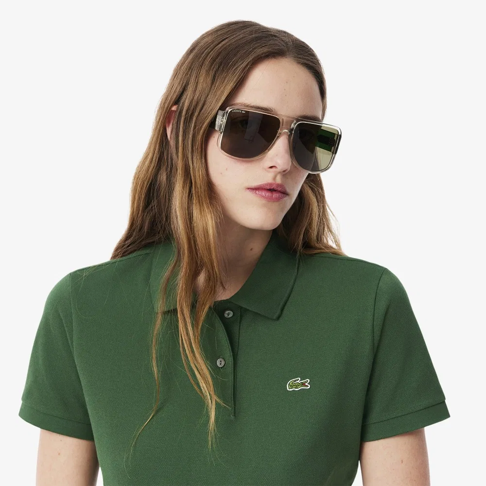 Рубашка-поло Lacoste женская зеленая свободного кроя — фото 2