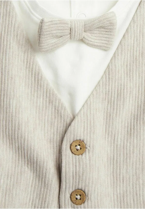 Боди с жилетом и галстуком-бабочкой, Newbie, Beige Mélange — фото 4