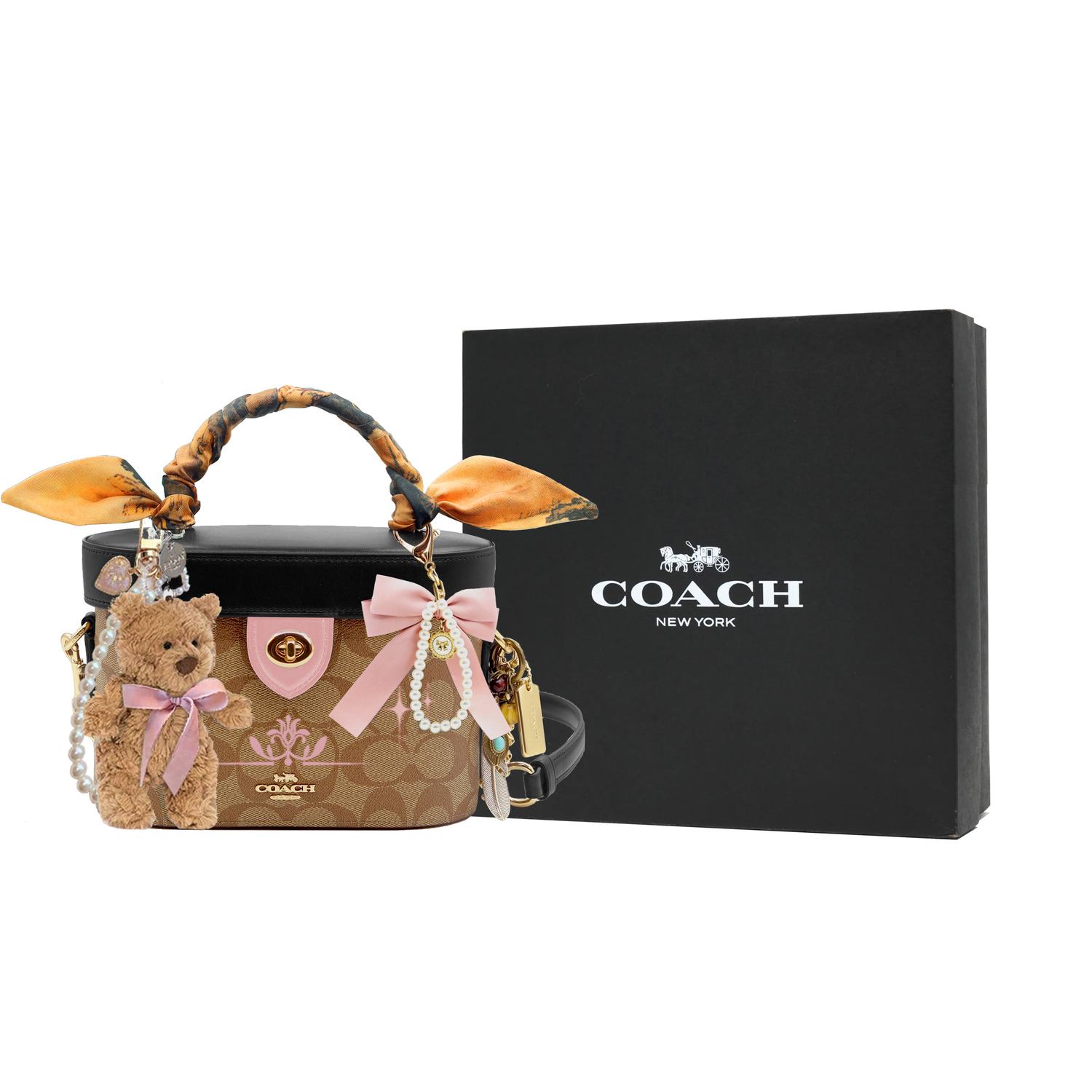 

Сумка Kay Cow из кожи, маленькая, унисекс, разноцветная COACH, puffy bear box